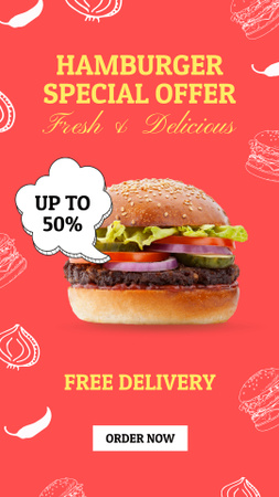 Special Offer of Hamburgers and Fast Foods Instagram Story Design Template