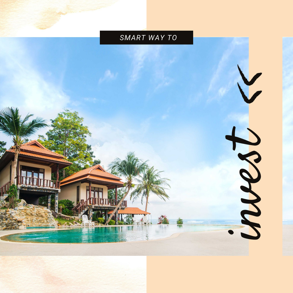 Ad of Houses at Sea Coastline As Beneficial Investment Instagram Design Template