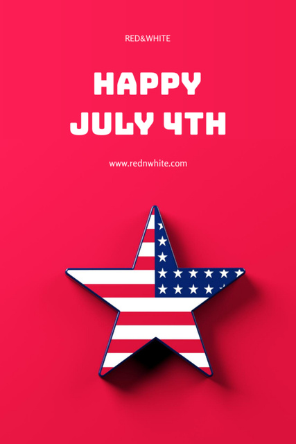 USA Independence Day Celebration With Star on Red Postcard 4x6in Vertical Design Template