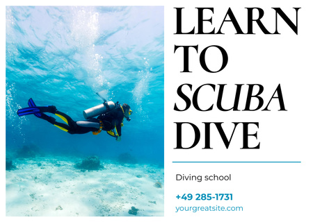 Platilla de diseño Scuba Diving School Card