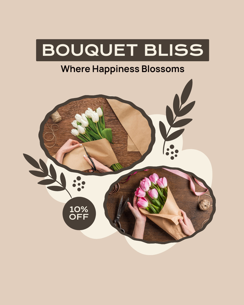 Discount on Fragrant Blooming Bouquets Instagram Post Verticalデザインテンプレート