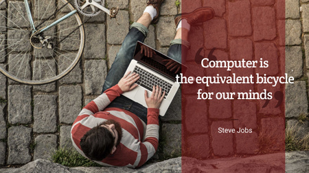 Motivational quote with young man using laptop Youtube Design Template