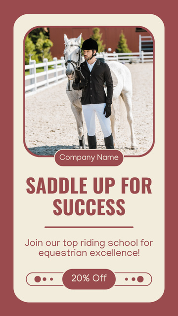 Designvorlage Reputable Equestrian School With Discount Offer für Instagram Story