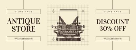 Modèle de visuel Offre de machine à écrire ancienne à tarifs réduits - Facebook cover
