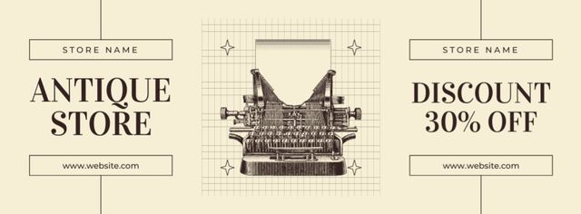 Modèle de visuel Antique Typewriter At Discounted Rates Offer - Facebook cover
