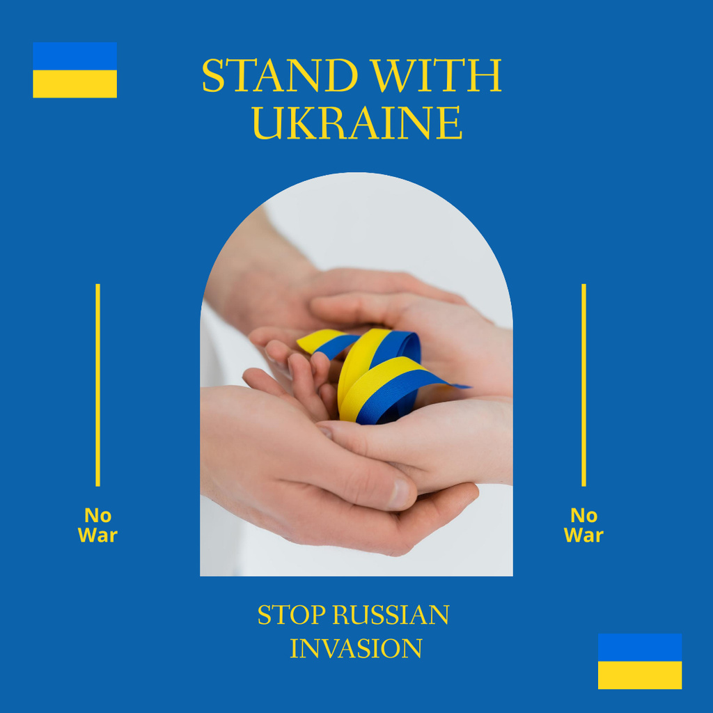 Stand with Ukraine and Stop Russian Invasion Instagram Πρότυπο σχεδίασης