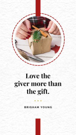 Woman with Christmas gift and Quote Instagram Story Design Template