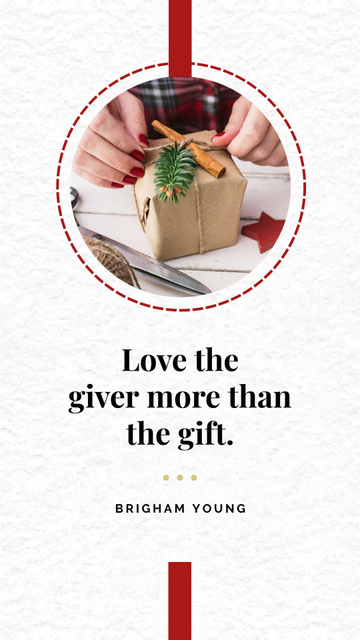 Template di design Woman with Christmas gift and Quote Instagram Story
