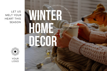 Designvorlage Offer of Winter Home Decor with Cute Little Dog für Postcard 4x6in