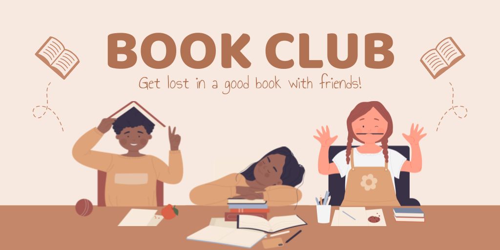 Ontwerpsjabloon van Twitter van Book Club For Teens With Illustration