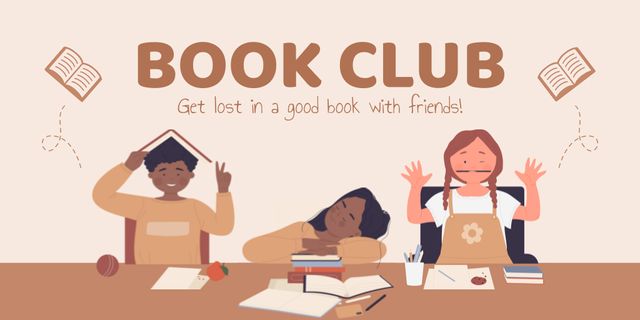 Book Club For Teens With Illustration Twitter Πρότυπο σχεδίασης