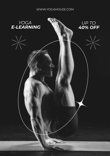 Online Yoga Courses Offer With Discount Flyer A5デザインテンプレート