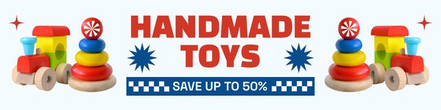 Discount on Colorful Handmade Wooden Toys Twitter Tasarım Şablonu
