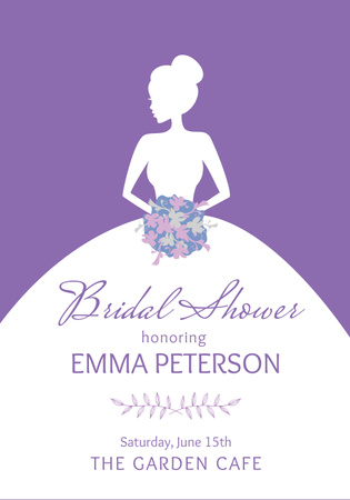 Wedding Day Invitation with Bride's Silhouette in Purple Poster 28x40in – шаблон для дизайну