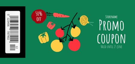 Grocery Store Offer with Different Vegetables Coupon Din Large Šablona návrhu