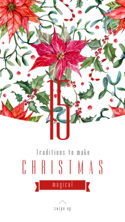 Plantilla de diseño de Christmas Traditions Poinsettia red flower Instagram Story 