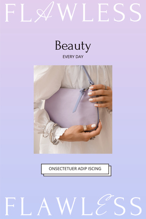 жінка тримає модний пурпуровий мішок Pinterest – шаблон для дизайну