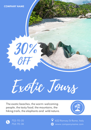 Exotic Tours Discount Offer Poster 28x40in – шаблон для дизайна