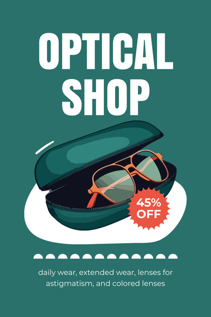 Ontwerpsjabloon van Pinterest van Big Sale on Glasses at Optical Store