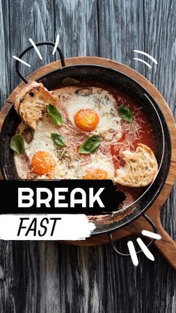 Breakfast with Omelette on Skillet Instagram Story Modelo de Design