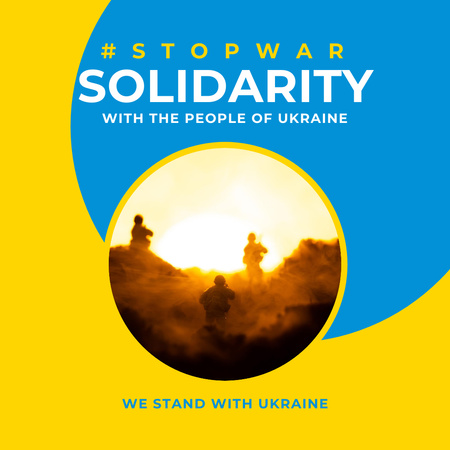 Solidarity with the People of Ukraine in Yellow and Blue Colors Instagram Design Template