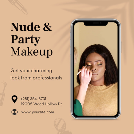 Designvorlage Nude- und Party-Make-up-Angebot von Professional für Animated Post