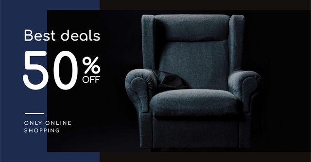 Furniture Store Sale Armchair in Blue Facebook AD – шаблон для дизайна