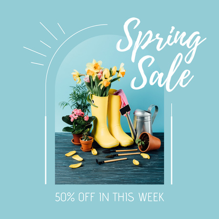Special Spring Sale Offer on Blue Instagram AD Design Template