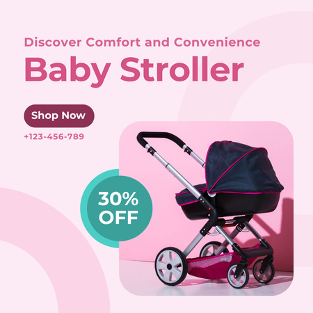 Baby Shop Ad with Stroller Instagram Design Template