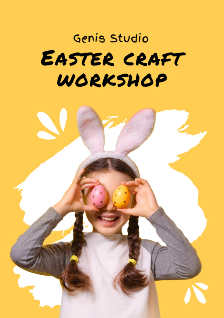 Platilla de diseño Easter Workshop Announcement with Cheerful Little Girl Flyer A7