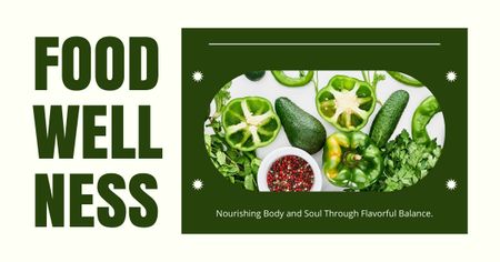 Designvorlage Gesundes Lebensmittelangebot mit grünem Gemüse für Facebook AD