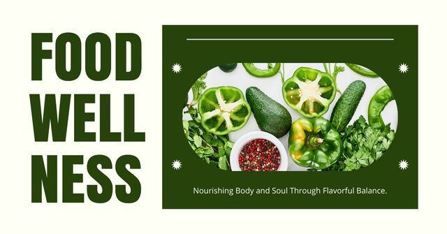 Plantilla de diseño de Healthy Food Offer with Green Vegetables Facebook AD 