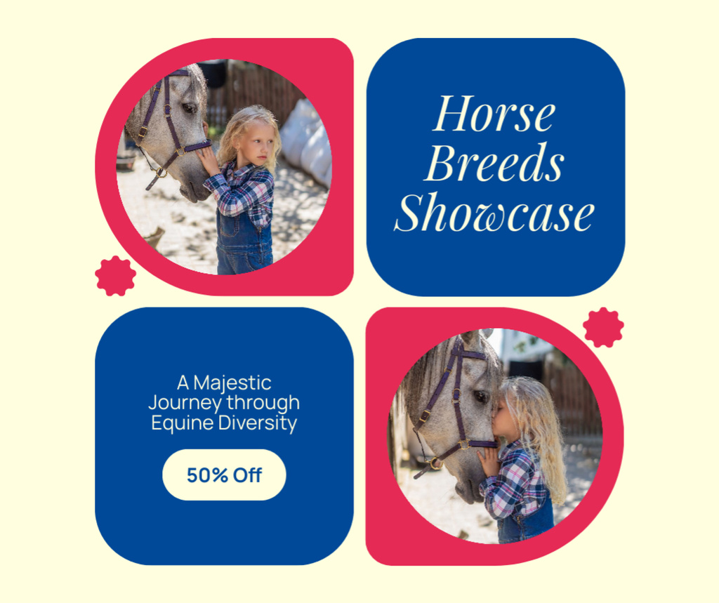 Designvorlage Majestic Horse Breeds Showcase At Half Price für Facebook