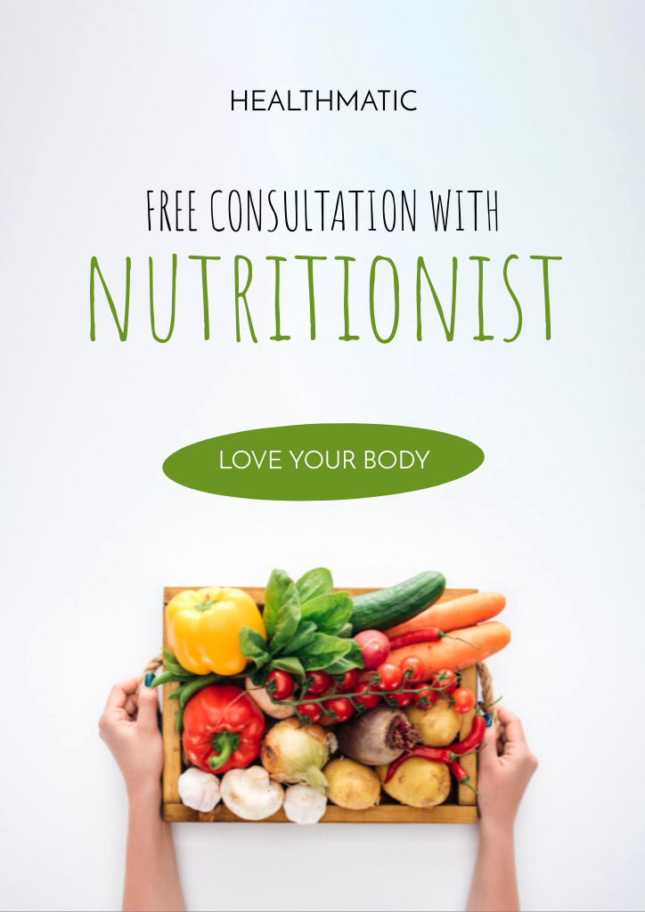 Nutritionist Services Offer with Organic Vegetables in Box Flyer A4 Design Template