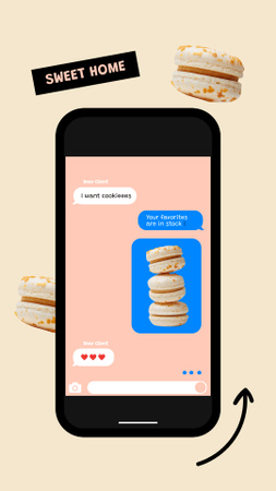 Designvorlage Yummy Cookies on Phone Screen für Instagram Story