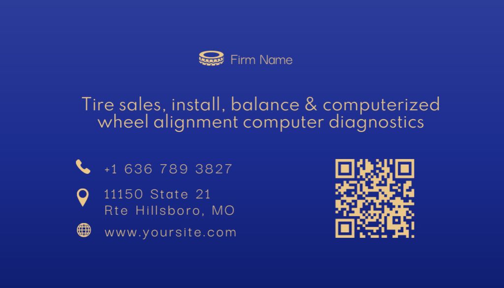 Car Tire Sale and Service Ad Business Card US Πρότυπο σχεδίασης