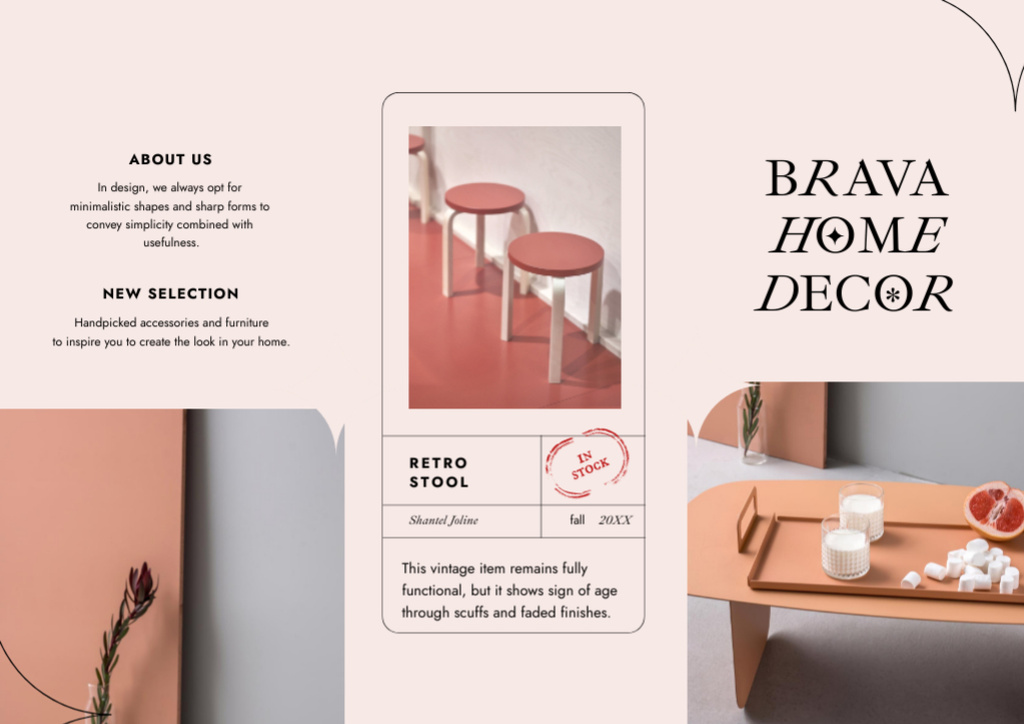 Home Decor Offer with Photos of Minimalistic Interior Brochure Din Large Z-fold Design Template