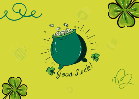 Sincerest Wishes of Fortune in St. Patrick's Day Card Design Template