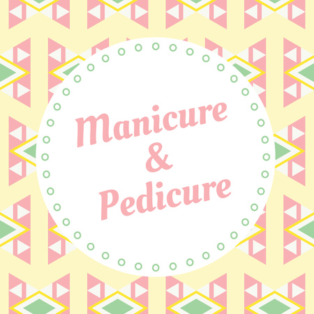 Manicure and pedicure services ad on geometric pattern Instagram ADデザインテンプレート