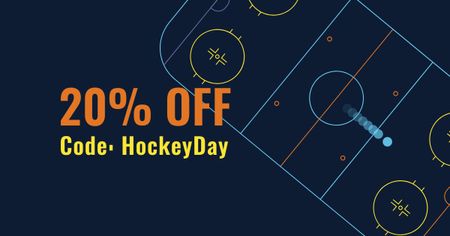 Hockey Day with Ice Field illustration Facebook AD Design Template