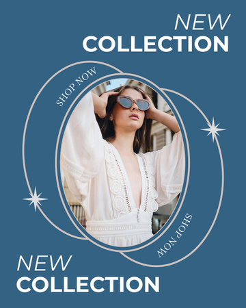 Platilla de diseño New Fashion Collection with Stylish Model in City Instagram Post Vertical