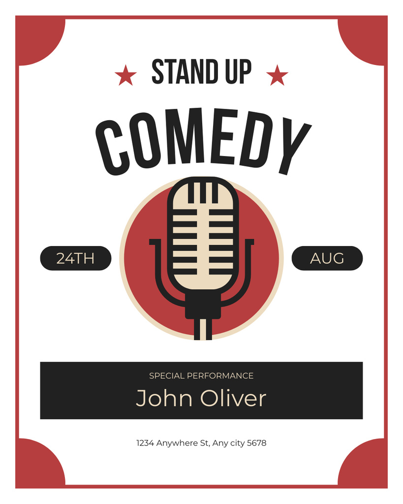 Template di design Comedy Standup Show Announcement with Retro Microphone Instagram Post Vertical