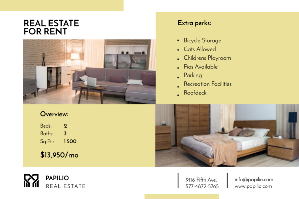 Announcement of Renting Real Estate Flyer 4x6in Horizontal Design Template