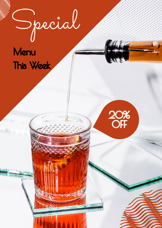 Special Cocktail Menu Ad with Offer of Discount Flayer Design Template