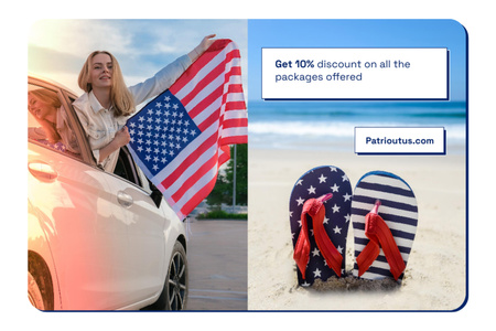 USA Independence Day Vacation Sale Offer Postcard 4x6in Design Template