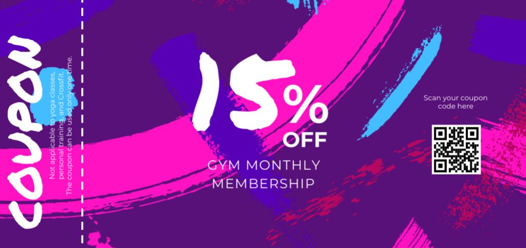 Modèle de visuel Awesome Gym Membership Monthly Sale Offer on Purple - Coupon Din Large