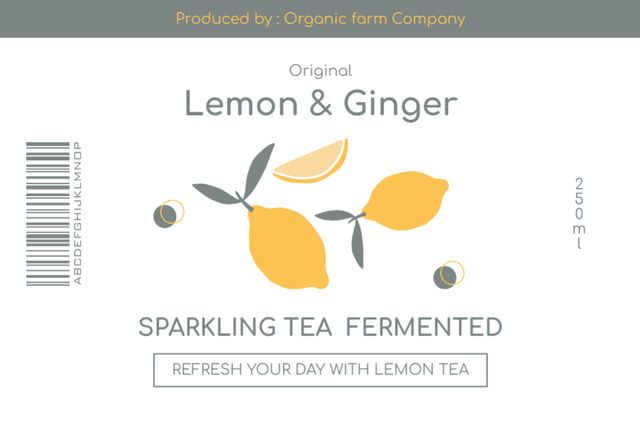 Lemon and Ginger Sparkling Tea Label Modelo de Design