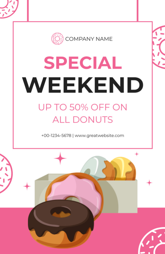 Special Weekend Discount on All Donuts Recipe Card Tasarım Şablonu