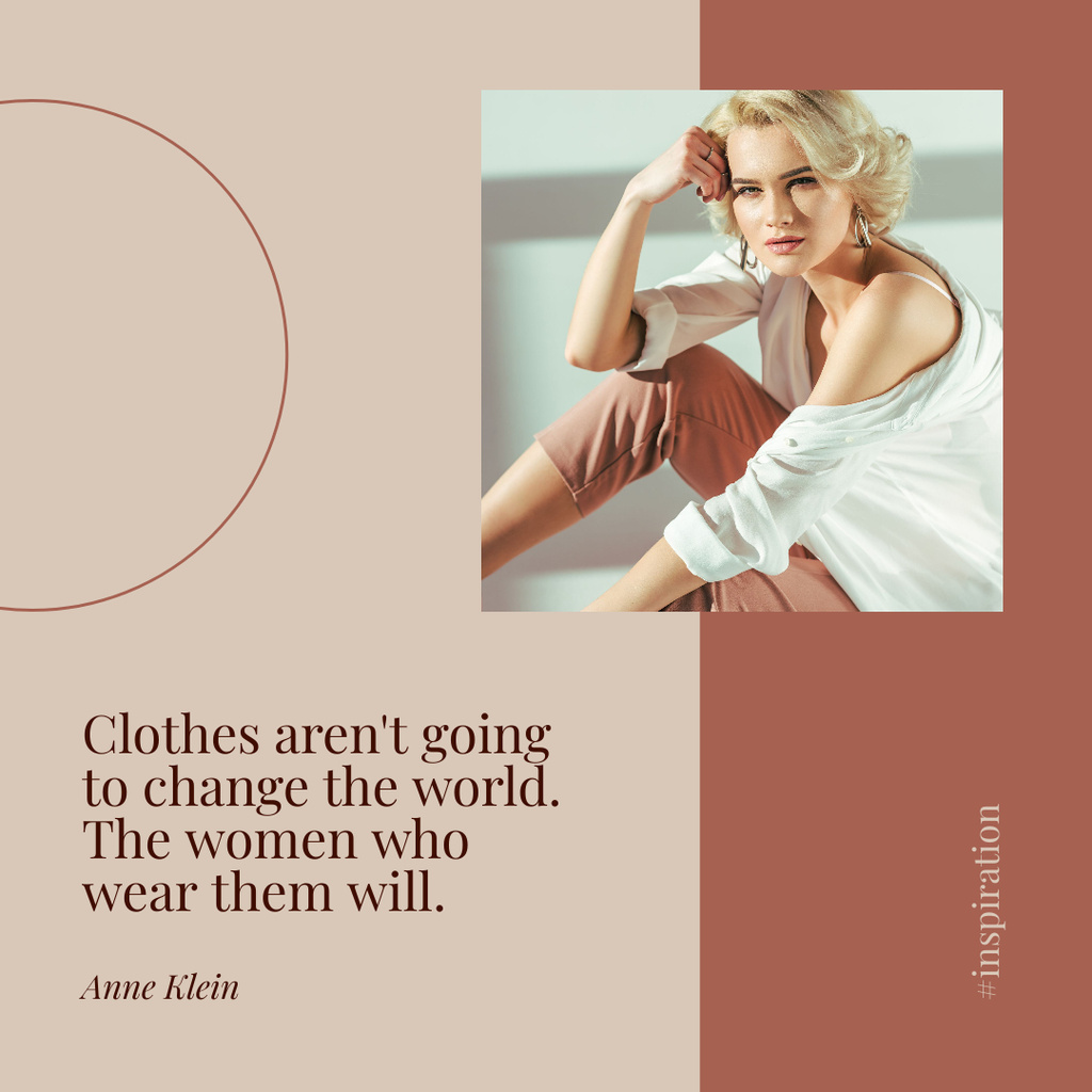 Modèle de visuel Quote on Fashion Clothes with Stylish Woman - Instagram