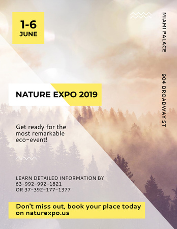 Modèle de visuel Nature Event Announcement with Forest Landscape in Fog - Poster 8.5x11in